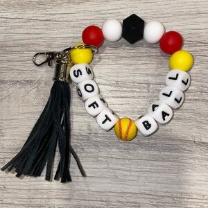Softball wristlet keychain
